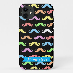 Lots of Moustaches (black) Customizable! iPhone 11 Case