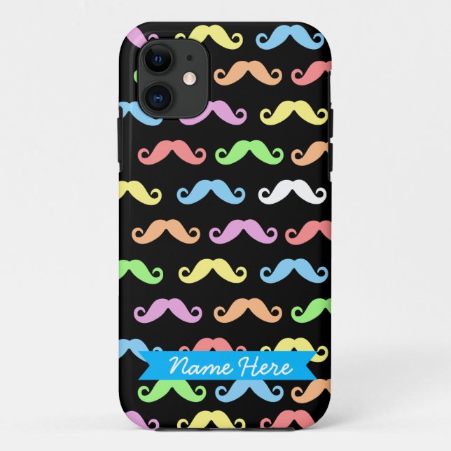 Lots of Moustaches (black) Customizable! Case-Mate iPhone Case (Back)