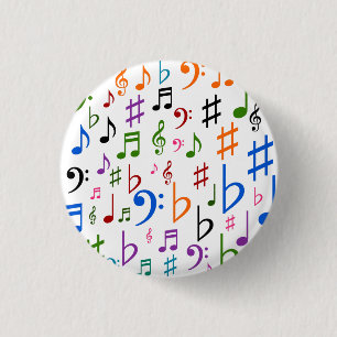 Lots of Musical Notes and Symbols 1 Inch Round Button