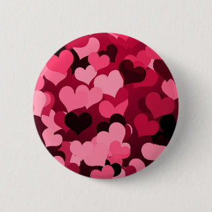 Lots of Pink Hearts, Cute Love Pattern 2 Inch Round Button