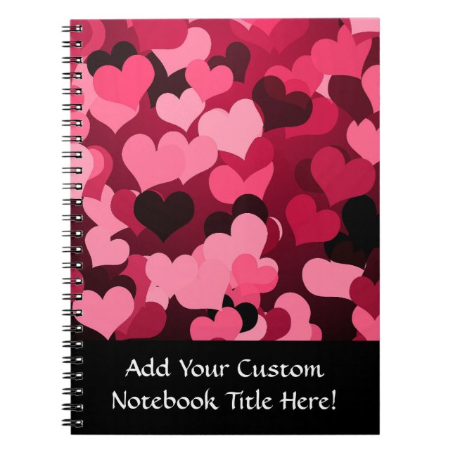 Lots of Pink Hearts, Cute Love Pattern Notebook (Front)