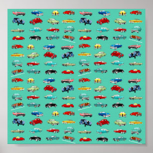 Lots of Retro Cars Poster