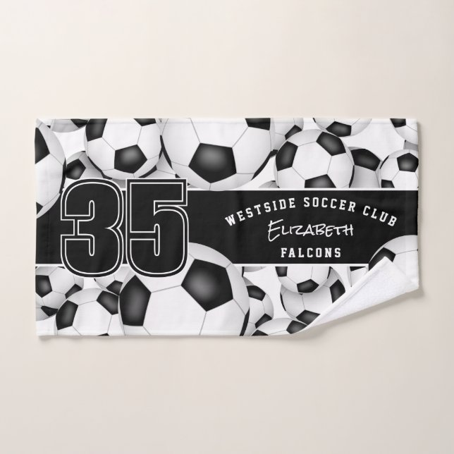 Lots of soccer balls custom team name hand towel (Hand Towel)