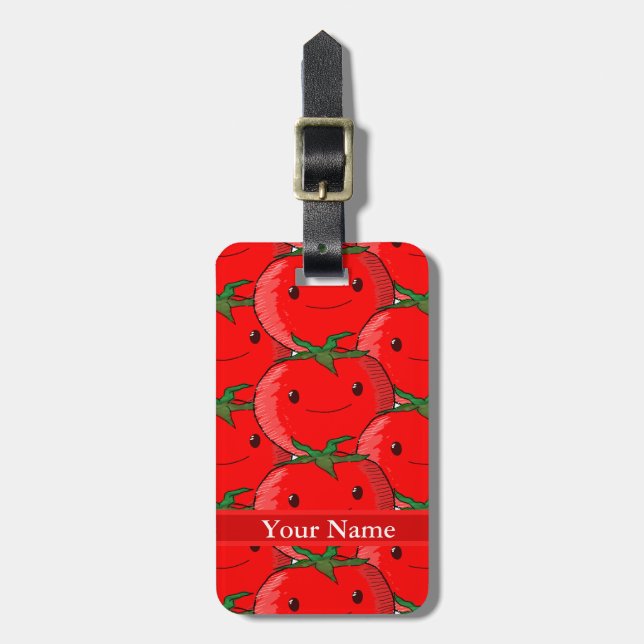 Lots of Tomato Cute Pattern Drawing Luggage Tag (Front Vertical)