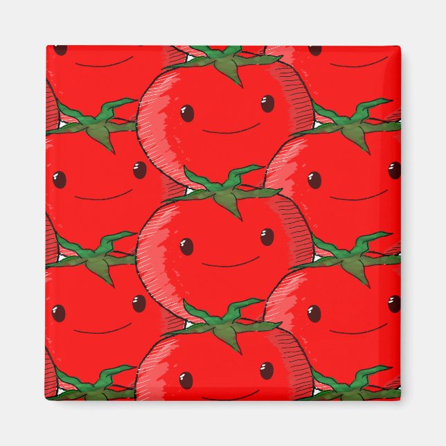 Lots of Tomato Cute Pattern Drawing Magnet (Front)