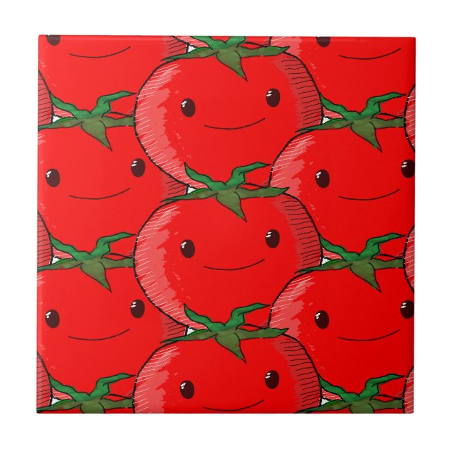 Lots of Tomato Cute Pattern Drawing Tile (Front)