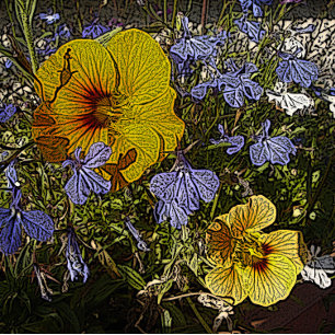 lots of yellow blue and white flowers jigsaw puzzle