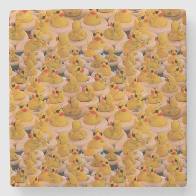Lots Of Yellow Rubber Ducks Cute Stone Coaster (Front)