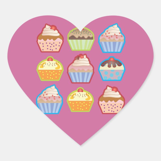 Lotsa Cupcakes Pink Heart Sticker (Front)