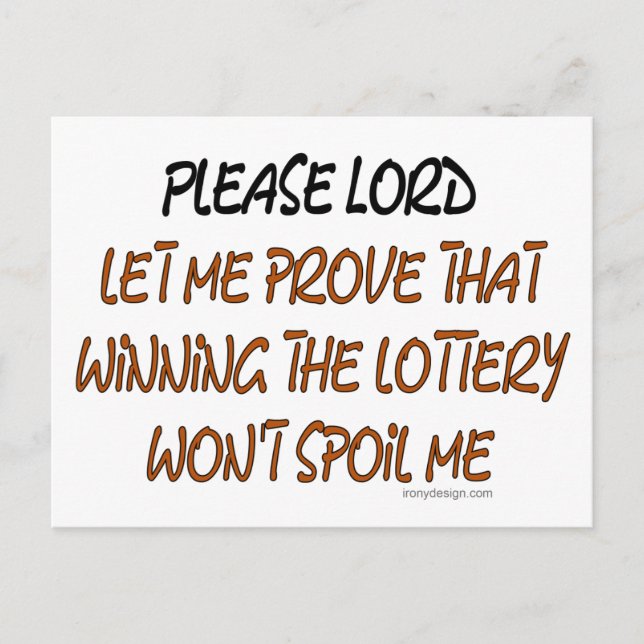Lottery Humour Postcard (Front)