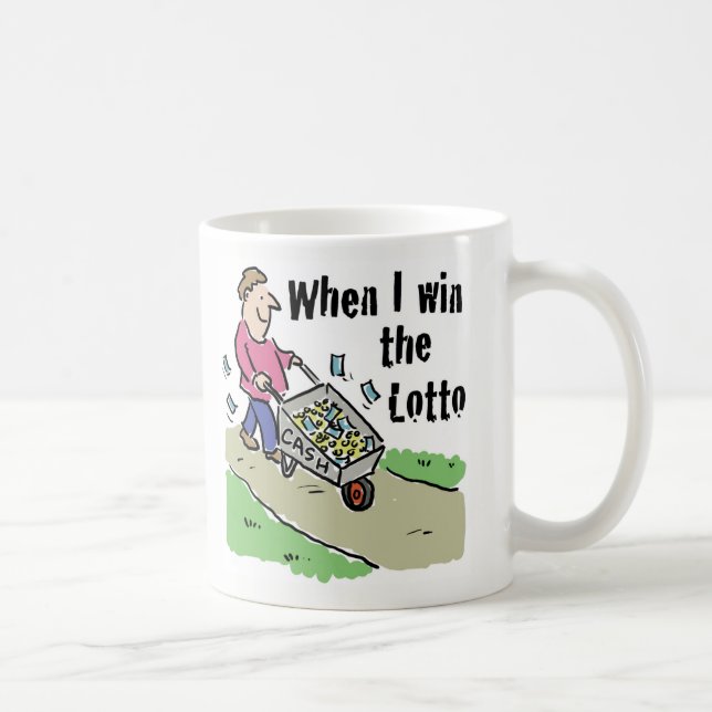 Lottery Winning Design Man with Barrow of Cash Coffee Mug (Right)