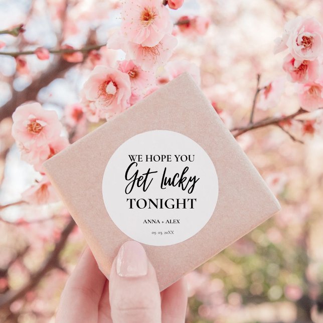 Lotto Wedding Favours Bags Get Lucky Tonight Classic Round Sticker (Creator Uploaded)