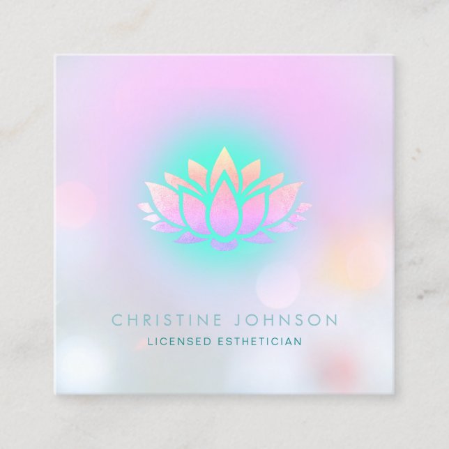 lotus aesthetician salon spa square business card (Front)
