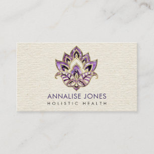 Lotus - Amethyst and Gold on canvas Business Card