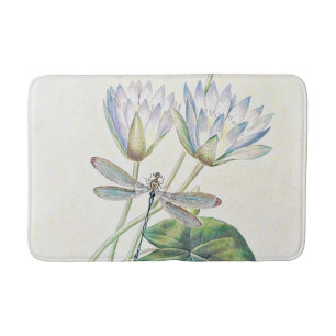 Lotus and dragonfly bath mat