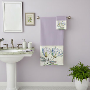 Lotus and dragonfly bath towel set