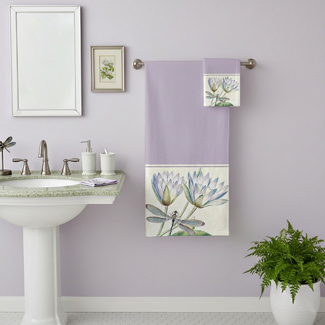 Lotus and dragonfly bath towel set (Creator Uploaded)