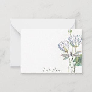 Lotus and dragonfly personalized card