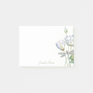 Lotus and dragonfly personalized post-it notes