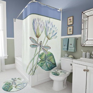 Lotus and dragonfly shower curtain