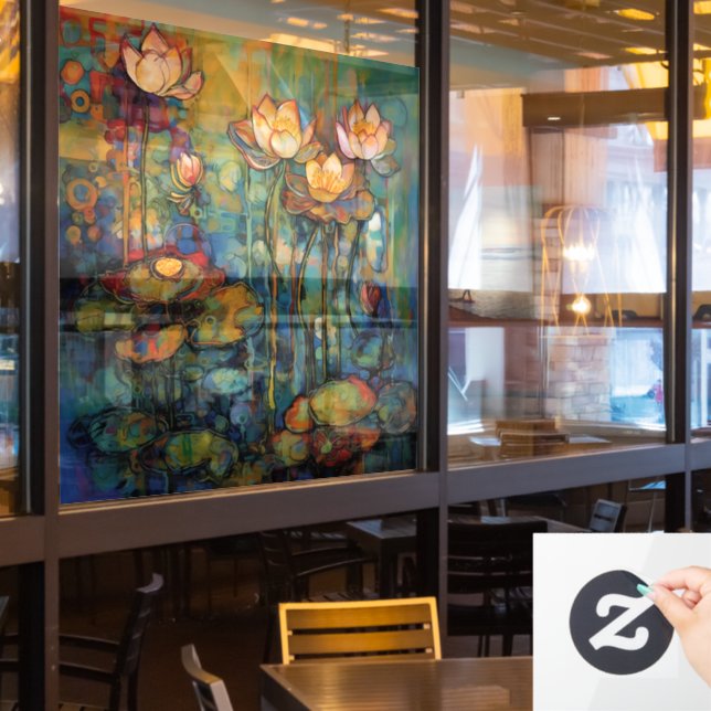 Lotus and Water Lillies Window Cling (Restaurant Window)