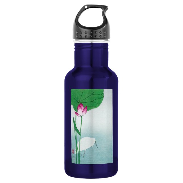 Lotus and White Heron, Koson, Ukiyo-e 532 Ml Water Bottle (Front)