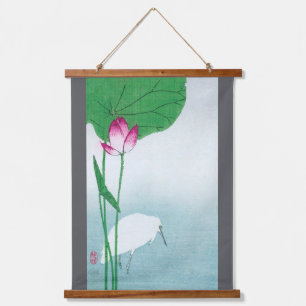 Lotus and White Heron, Koson, Ukiyo-e Hanging Tapestry