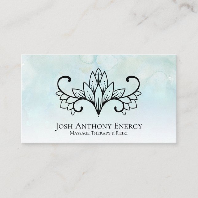 * Lotus Aqua Mint Pastel Nebula Galaxy Universe Business Card (Front)