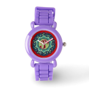 Lotus Aum - OM - Red, Blue and Teal Wrist Watch