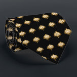 Lotus Black Gold Pattern Luxury Indian Wedding Tie<br><div class="desc">An elegant ivory and golden lotus flower has delicate vertical strangs hanging from beneath it on which pearls appear. The design is ornate yet simple in appearance and has a timeless, elegant charm. Set against a black background this is ideal for any Indian wedding; a milestone celebration or formal event....</div>