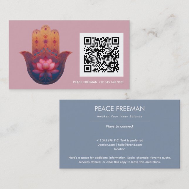 Lotus Blessing | Hamsa Hand Business Card (Front/Back)