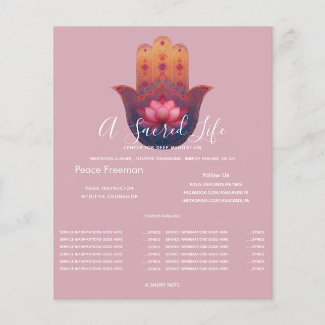 Lotus Blessing | Hamsa Hand Flyer (Front)