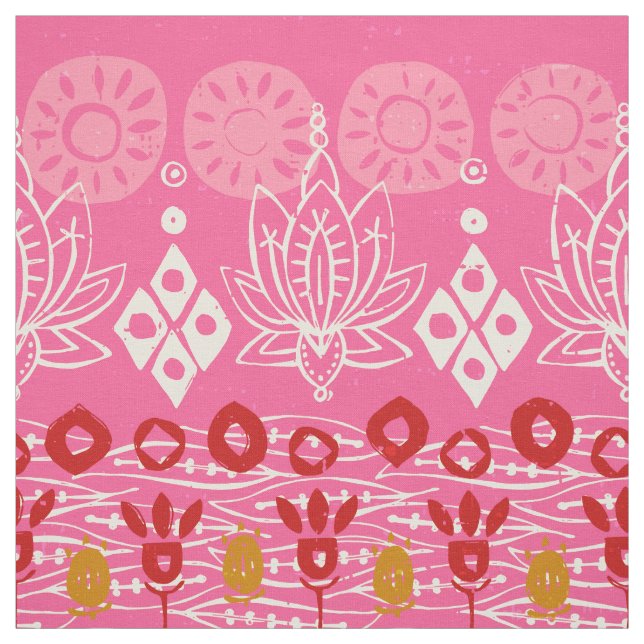 lotus block pink fabric (Swatch)