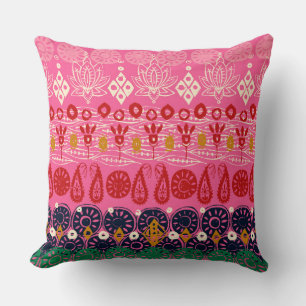 lotus block pink throw pillow