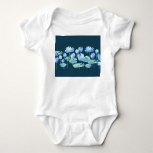 Lotus Blooms: Simple Watercolor Elegance Baby Bodysuit