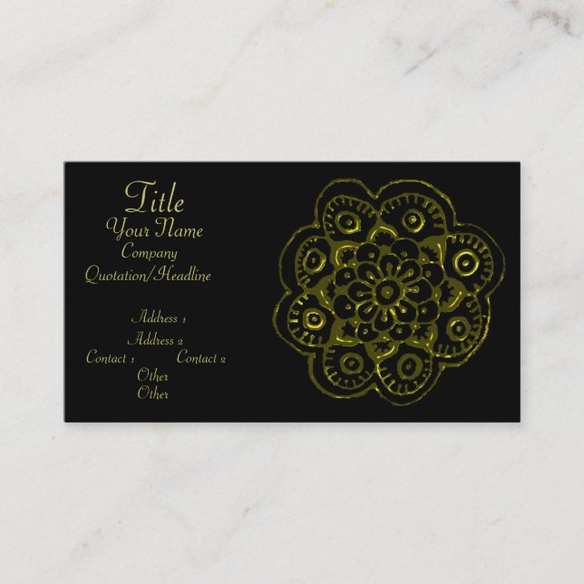 Lotus Blossom (Henna)(Gold) Business Card (Front)