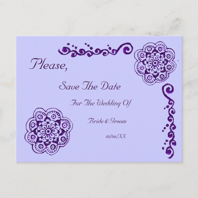 Lotus Blossom (Henna) (Purple) Announcement Postcard (Front)