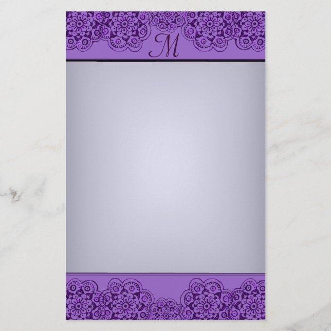Lotus Blossom (Henna) (Purple) Stationery (Front)