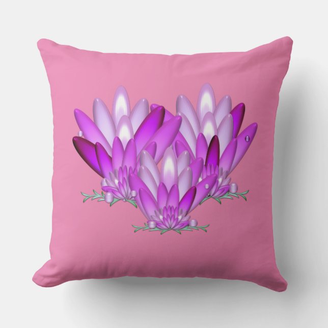 Lotus blossom pink on pink background throw pillow (Front)