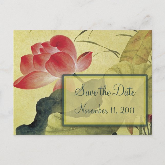 Lotus Blossom Wedding Enregistrer la date Carte po (Devant)