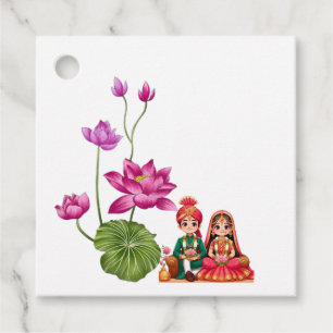 Lotus, bride and groom favour tags