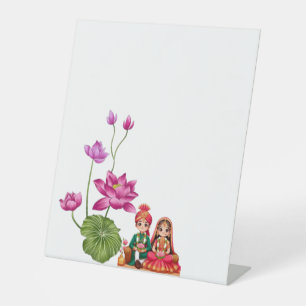 Lotus, bride and groom  pedestal sign