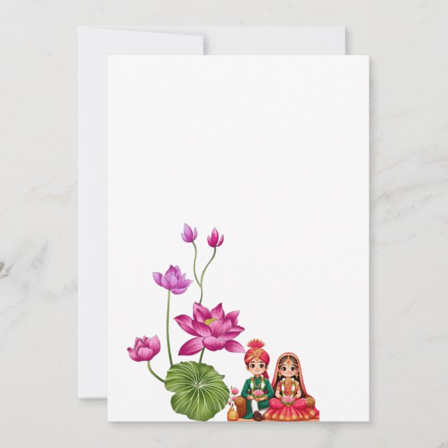 Lotus, bride and groom picture  save the date (Front)