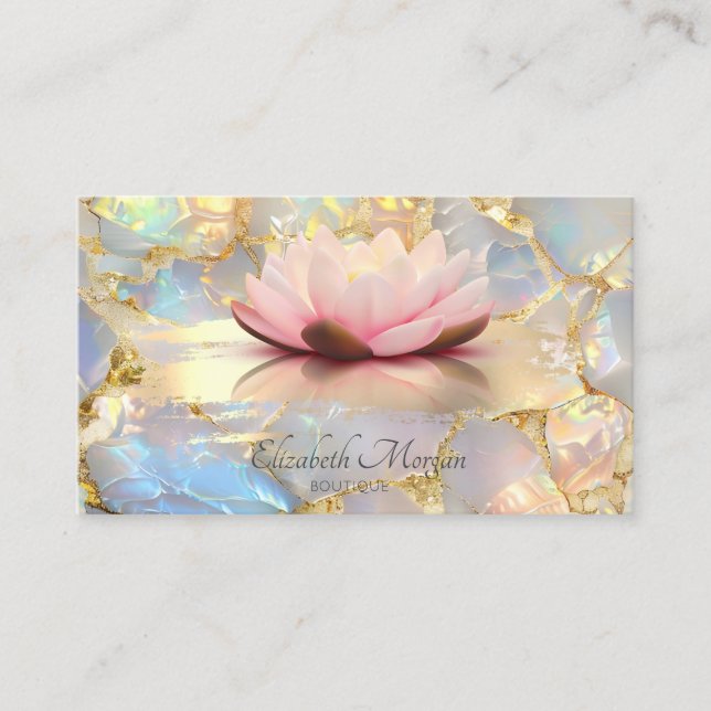  Lotus Brush Stroke Opal Stone Business Card (Front)