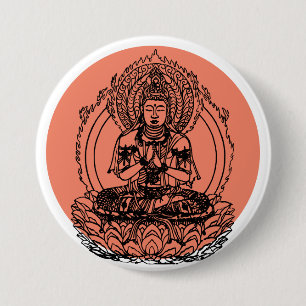 Lotus Buddha 3 Inch Round Button