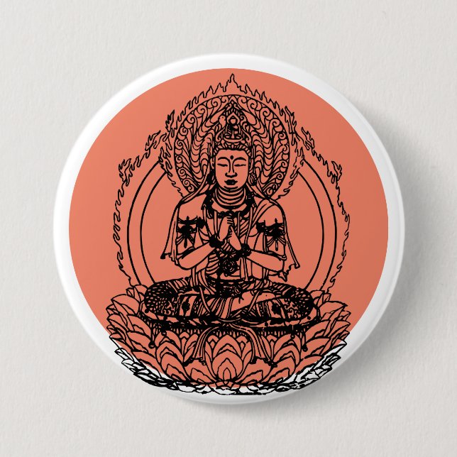 Lotus Buddha 3 Inch Round Button (Front)
