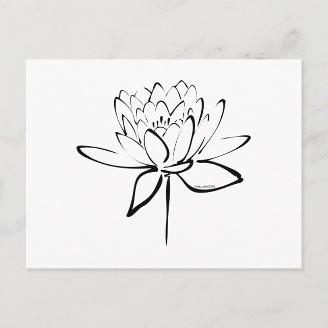 Lotus Calligraphy (Black) Postcard (Front)