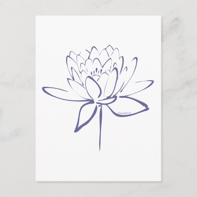 Lotus Calligraphy (Blue) Postcard (Front)
