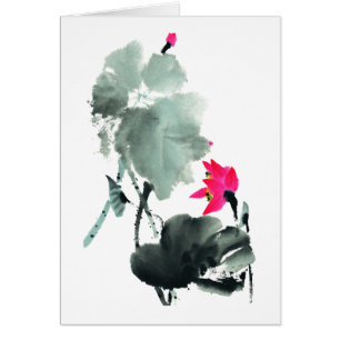Lotus/Chinois balayent l'art de peinture/carte
