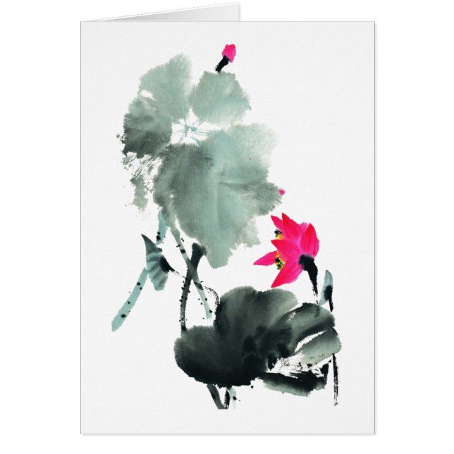 Lotus/Chinois balayent l'art de peinture/carte (Devant)